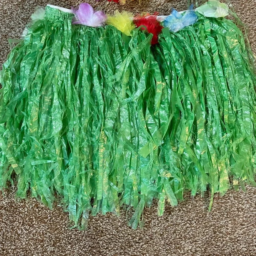 HAWAIIAN HULA DANCER GRASS SKIRT & LEI